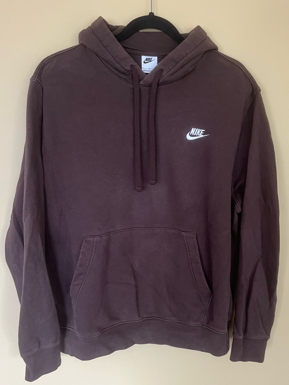 Nike Men's Hoodie in Deep Brown with White Swoosh